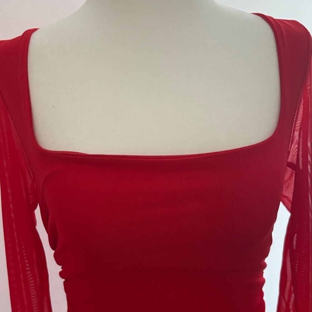 Elegant Red Mini Dress - Picture 2 of 5